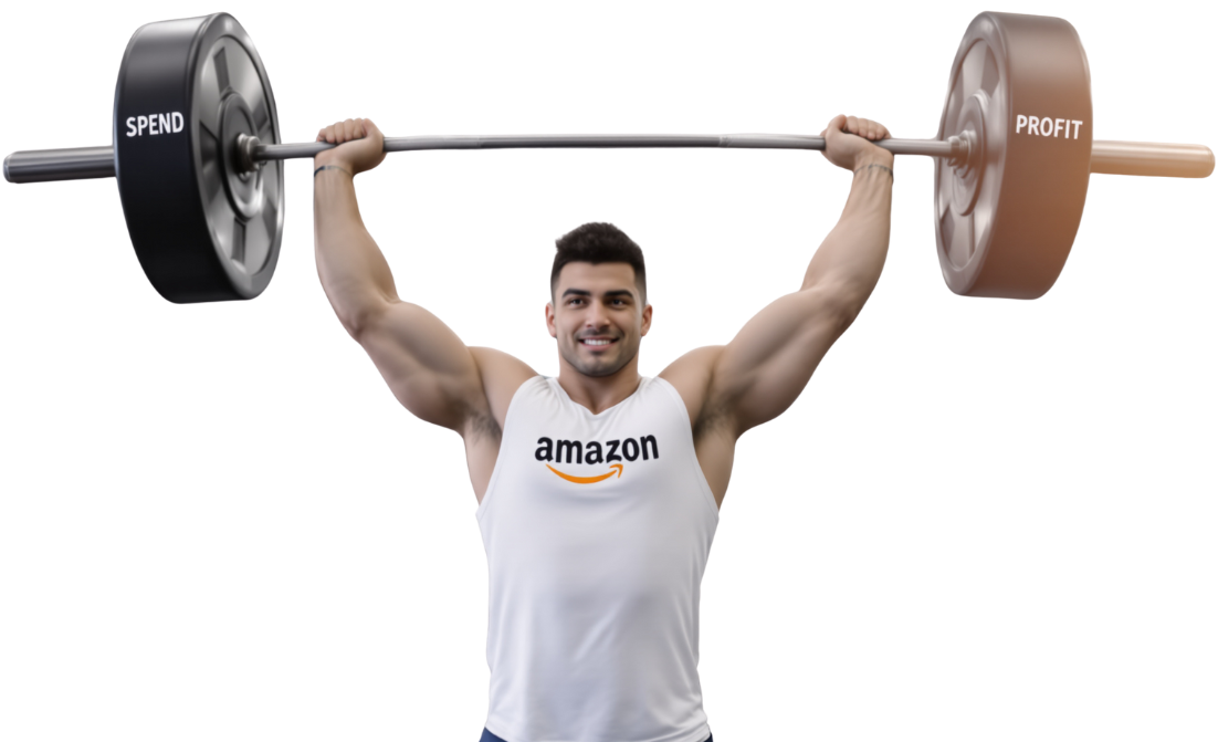 Amazon seller balancing ad spend and profit like a weightlifter